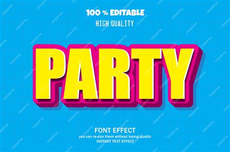 Premium Vector | Party text, editable font effect