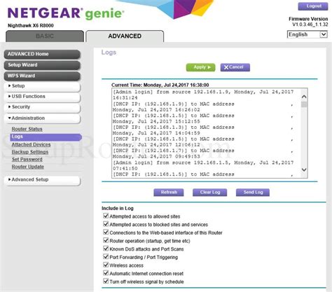 Netgear Nighthawk X6 R8000 Screenshot Logs