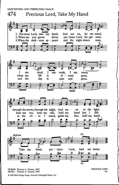 Precious Lord, Take My Hand Digital Hymn Sheet Music Key of G ...