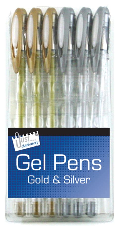 Just Stationery Gel Ink Pen - Silver/Gold (Set of 6): Amazon.co.uk: Office Products | Gel pens ...
