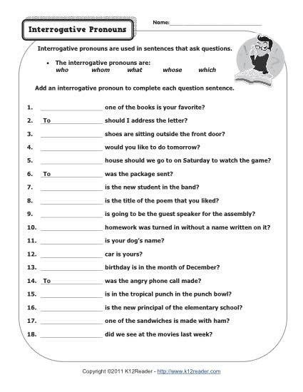 Pronouns Worksheets For 6th Grade - Worksheets Master