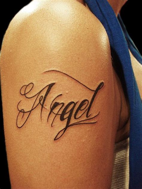 Angel tattoo | Name tattoo designs, Name tattoo on hand, My name tattoo