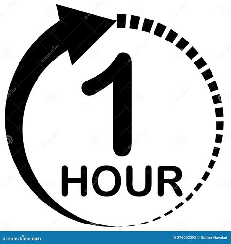 One Hour Round Icon on White Background. 1 Hour Clock Sign. Timer ...