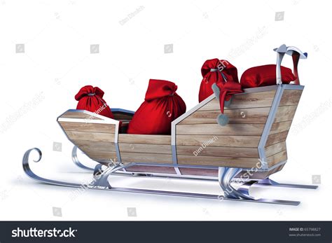 Sleigh Of Santa Claus With A Bag Of Gifts. Isolated On White Including Clipping Path. Stock ...