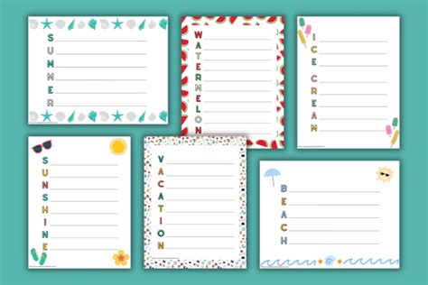 Free Printable Summer Acrostic Poem Templates