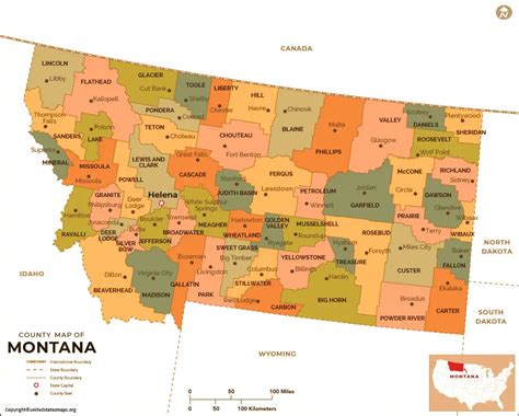 Montana County Map | County Map of Montana with Cities