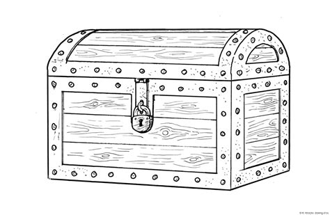 Drawing of treasure chest – Line art illustrations