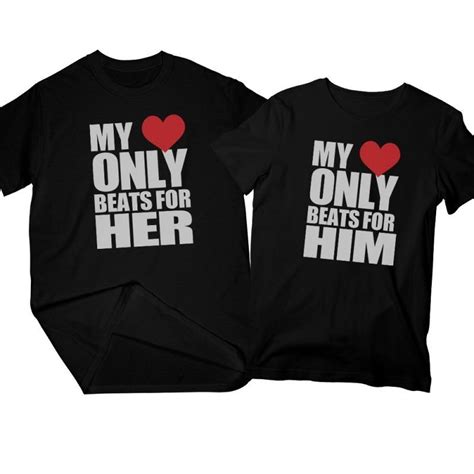 my-heart-only-beats-for-him-her-matching-couple-t-shirts-his-and-her db | Matching couple shirts ...