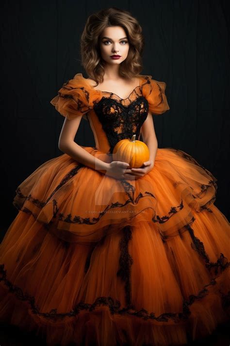 Woman in orange dress pumpkin inspired by Coolarts223 on DeviantArt