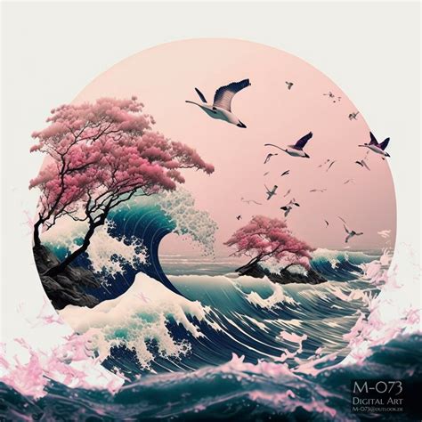 ArtStation - japanese wave art - pink - nov22