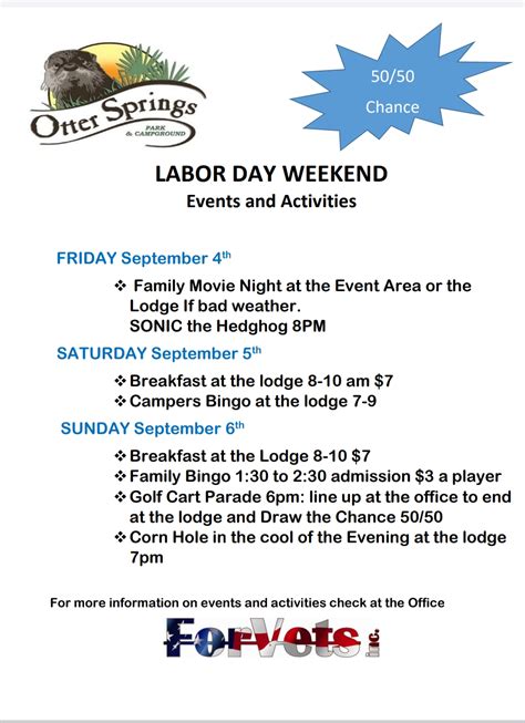 Labor Day Weekend Events 2020 - Otter Springs 352-463-0800