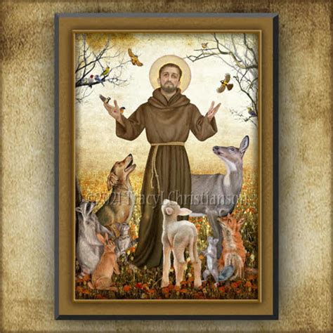 St. Francis of Assisi and Animals Wood Icon & Holy Card GIFT SET ...