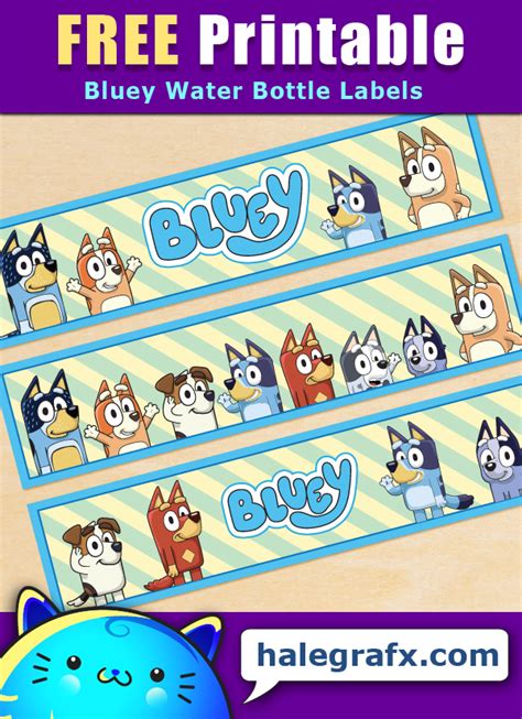 Free Printable Bluey Themed Water Bottle Labels