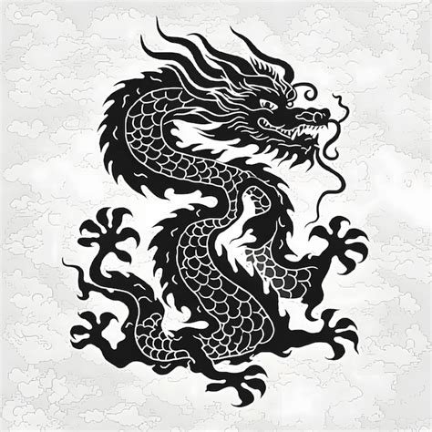 Premium Vector | Black silhouette of a chinese dragon on white background