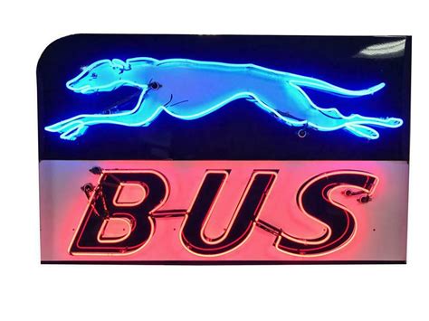 Rare circa 1940s Greyhound Bus Lines "Bus" terminal single-sided neon ...