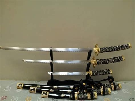 JAPANESE Triple KATANA SET 3 Samurai Swords With Scabbard High Carbon ...