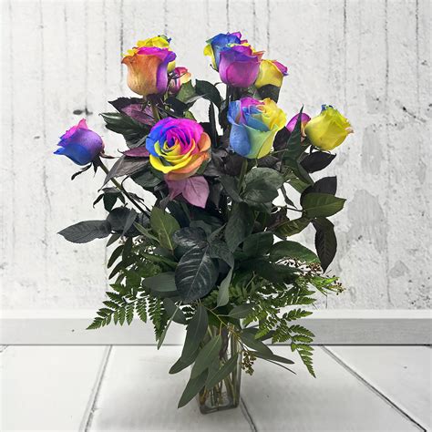 1 dozen Rainbow Rose Bouquet in Fresno, CA | D & L Floral