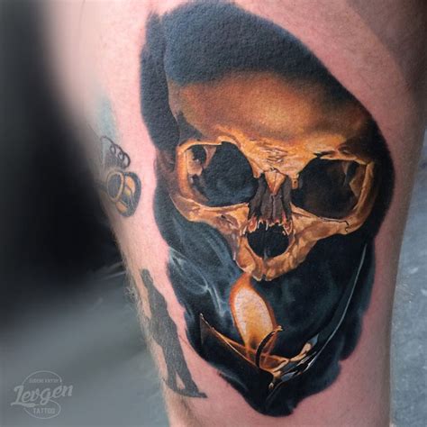 Skull & Candle Realistic Tattoo