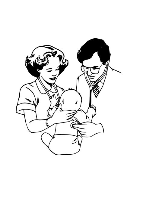 Coloring Page doctor with baby - free printable coloring pages - Img 12186