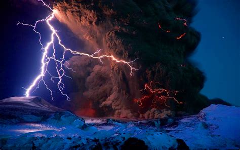 Download Volcano Photography Lightning HD Wallpaper