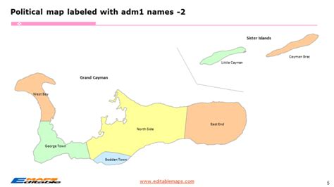 Cayman Islands Map with 7 Districts - Editable PowerPoint Maps