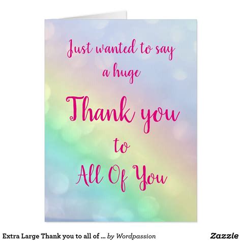 Extra Large Thank you to all of You Card | Zazzle.com | Giant greeting cards, Extra large, Cards