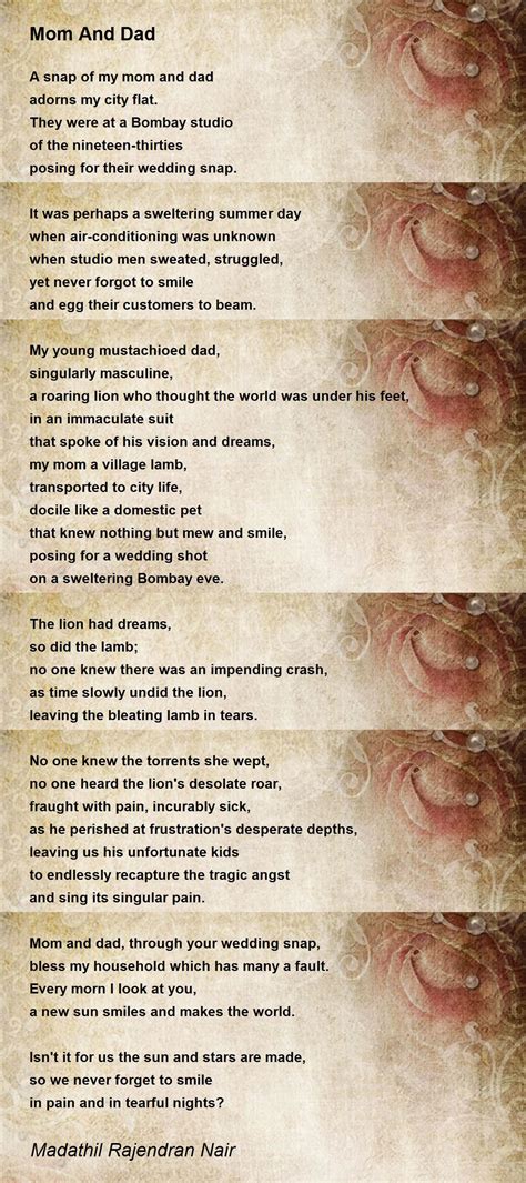 Mom And Dad Poem by Madathil Rajendran Nair - Poem Hunter