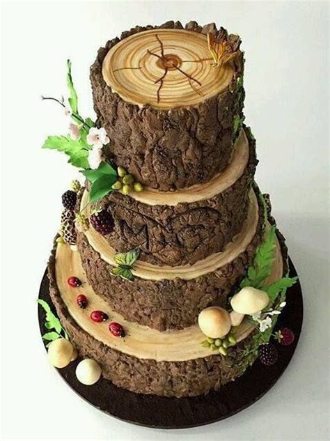 Log cake with mushrooms. Woodland themed baby shower or rustic wedding | Cake decorating, Summer ...