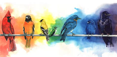 Rainbow Birds Painting by Do'an Prajna - Antony Galbraith