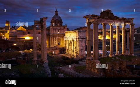 Roman forum.Night panorama Stock Photo - Alamy