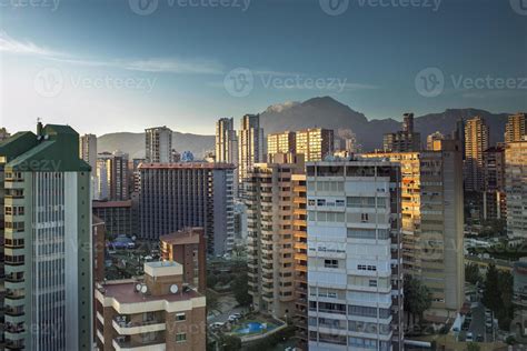 the coast and high rise skyline of benidorm 21796956 Stock Photo at ...