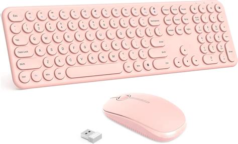 Amazon.com: Pink Wireless Keyboard and Mouse, Vssoplor 2.4GHz Compact ...