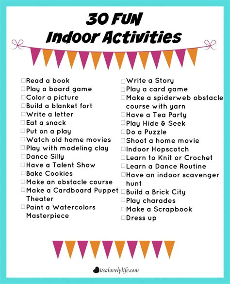 30 Super Fun Indoor Kid Activities | It's a Lovely Life!