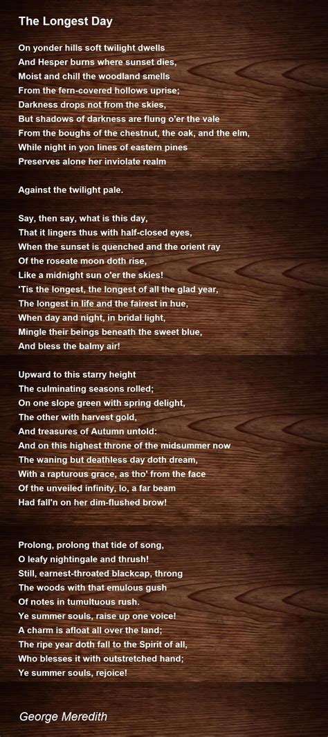 The Longest Day - The Longest Day Poem by George Meredith