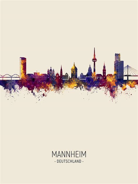 Mannheim Germany Skyline #06 Digital Art by Michael Tompsett