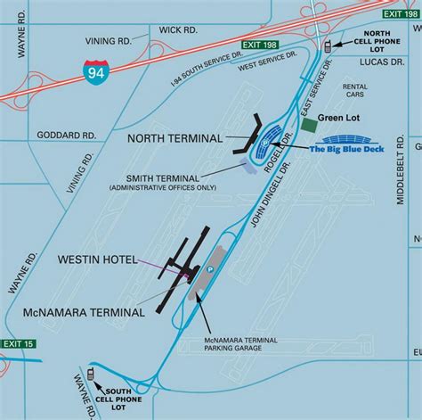 Dtw terminal map - Dtw parking map (Michigan - USA)