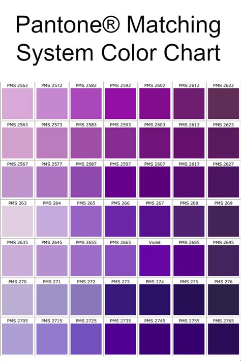 Pantone® Matching System Color Chart | Purple color palettes, Purple color chart, Color palette ...