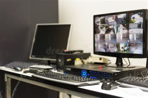 Cctv Monitor In Security Room Center Stock Photo - Image: 54442722