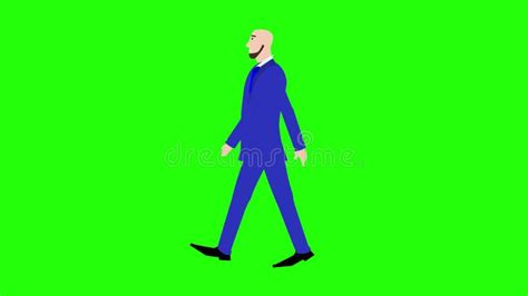 Cartoon Man Walking Animation, Seamless Loop on Green Screen Chroma Key Stock Footage - Video of ...