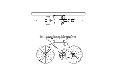 Wall Mounted Bike Rack - Free CAD Drawings