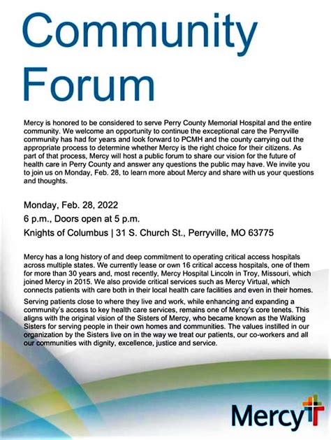 Mercy Hospital-Jefferson president invites community to forum – Sun Times News Online