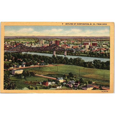 1940s HUNTINGTON WEST VIRGINIA SKYLINE FROM OHIO... - Depop