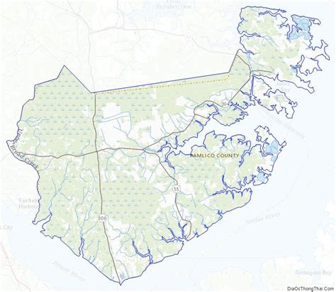 Topographic map of Pamlico County, North Carolina Topographic Map, North Carolina, County, Diagram