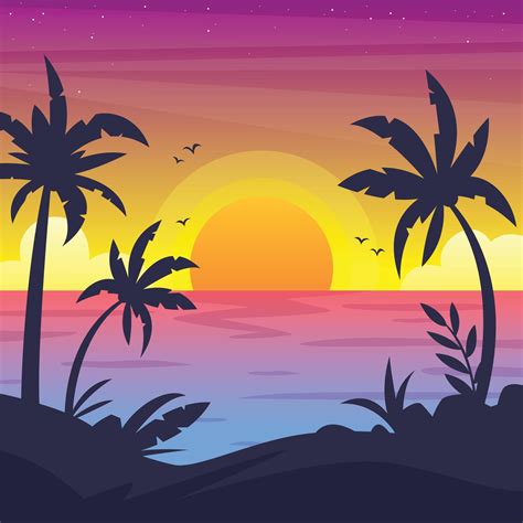 Colorful sunset on the tropical island. Beautiful ocean beach with ...