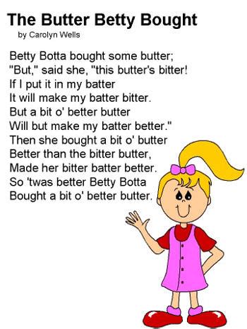 poem The Butter Betty Bought by Carolyn Wells