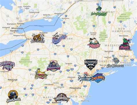 New York-Penn League Map | Teams | Logos - Sport League Maps