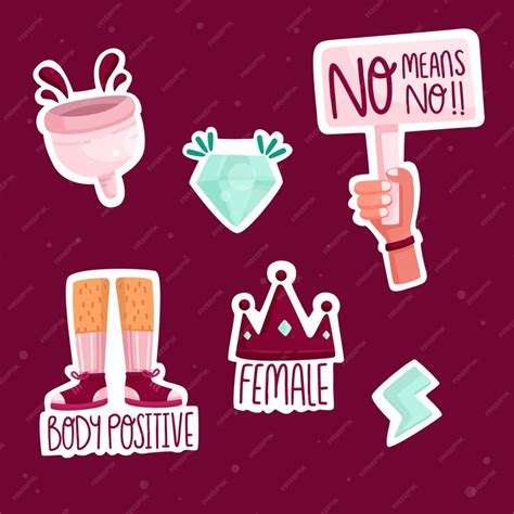 Free Vector | Cute feminist stickers set