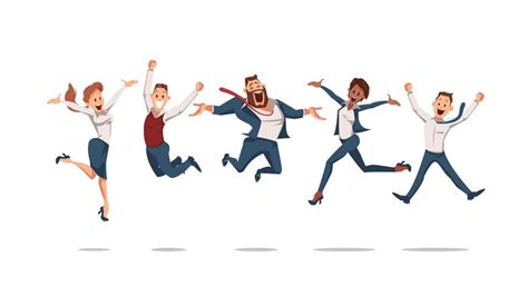 Happy Office Workers Jumping. Vector Illustration. 338963 Vector Art at ...