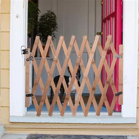 Folding Dog Cat Pet Fence Wooden Safety Gate Indoor And Outdoor Protection Retractable Dog ...