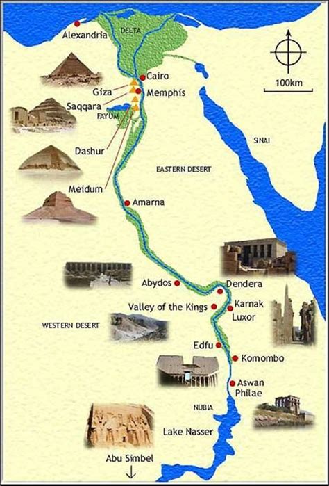 Ancient Egypt Map with Major Cities and Rivers